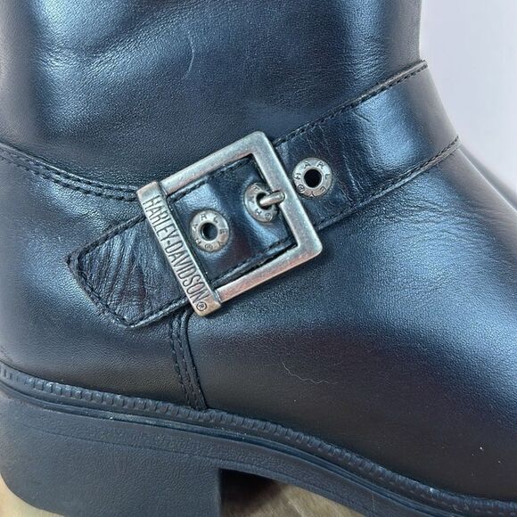 HARLEY-DAVIDSON Vintage Y2K Black Leather Moto Boots Women's 7 HARLEY DAVIDSON - Picture 4 of 13